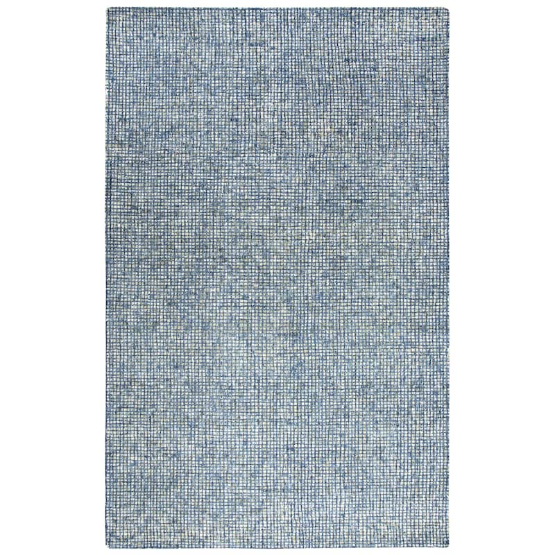 Alora Decor Storm Blue and Cream Hand-tufted Geometric Wool Rug - 2'6" x 8' - Blue