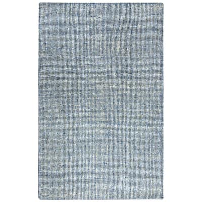 Alora Decor Storm Blue and Cream Hand-tufted Geometric Wool Rug