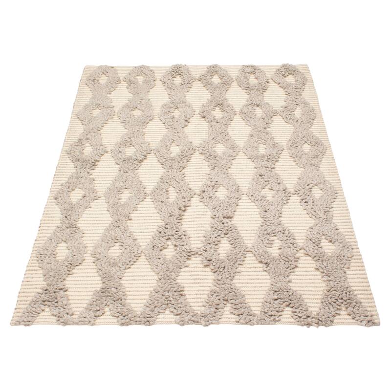 ECARPETGALLERY Braid weave Sienna Cream Wool Rug - 5'2 x 7'9
