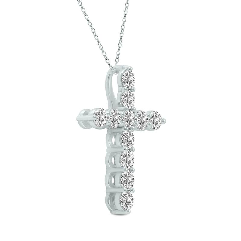 Marquee 2 Carat TW Lab Grown Diamond Religious Cross Pendant in 14K White Gold