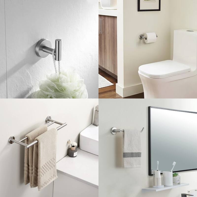 5 -Piece Bath Hardware Set with Double Towel Bar Towel Holder Set