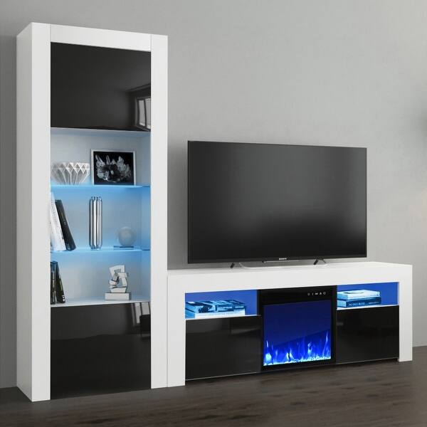 Shop Milano Set 145ef Bk Electric Fireplace Modern Wall Unit