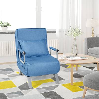 Sofa Bed Folding Arm Chair Sleeper Recliner Full Padded Couch Blue - 31" x 33"