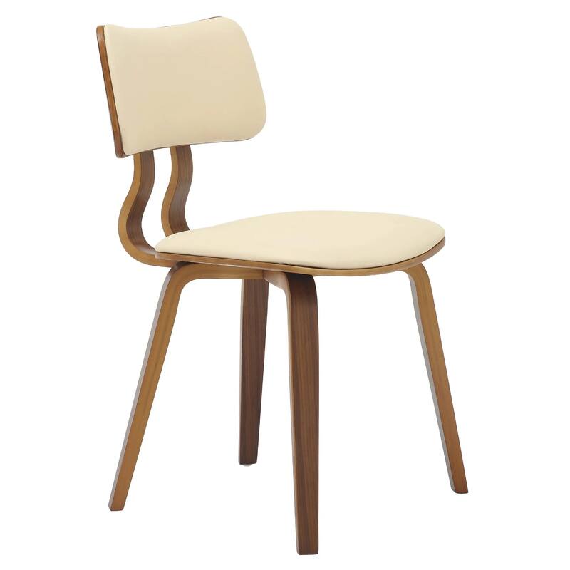 Clivo Leather Dining Chair with Open-Back and Poplar Wood Legs for Kitchen or Dining Room Set of 2