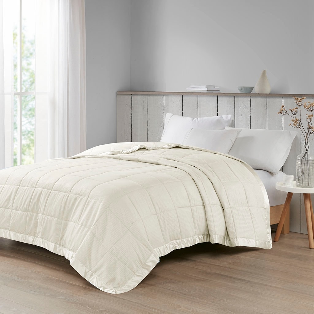 Madison Park Cambria Oversized Down Alternative Blanket with Satin Trim