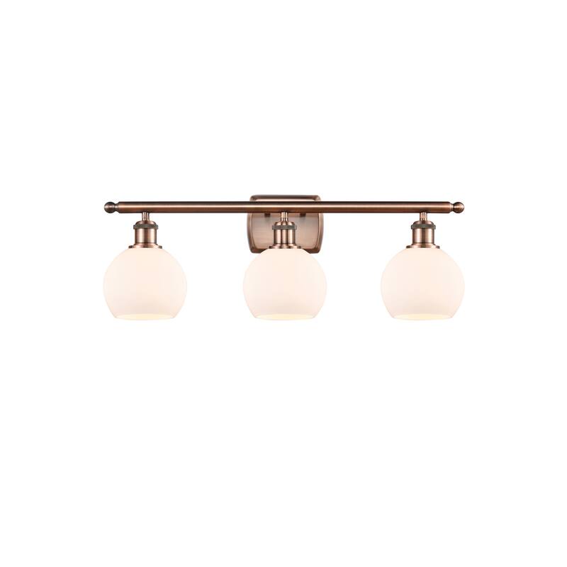 Innovations Lighting Athens 3 Light 26" Bath Vanity Light - 6" Shade - Antique Copper/Matte White