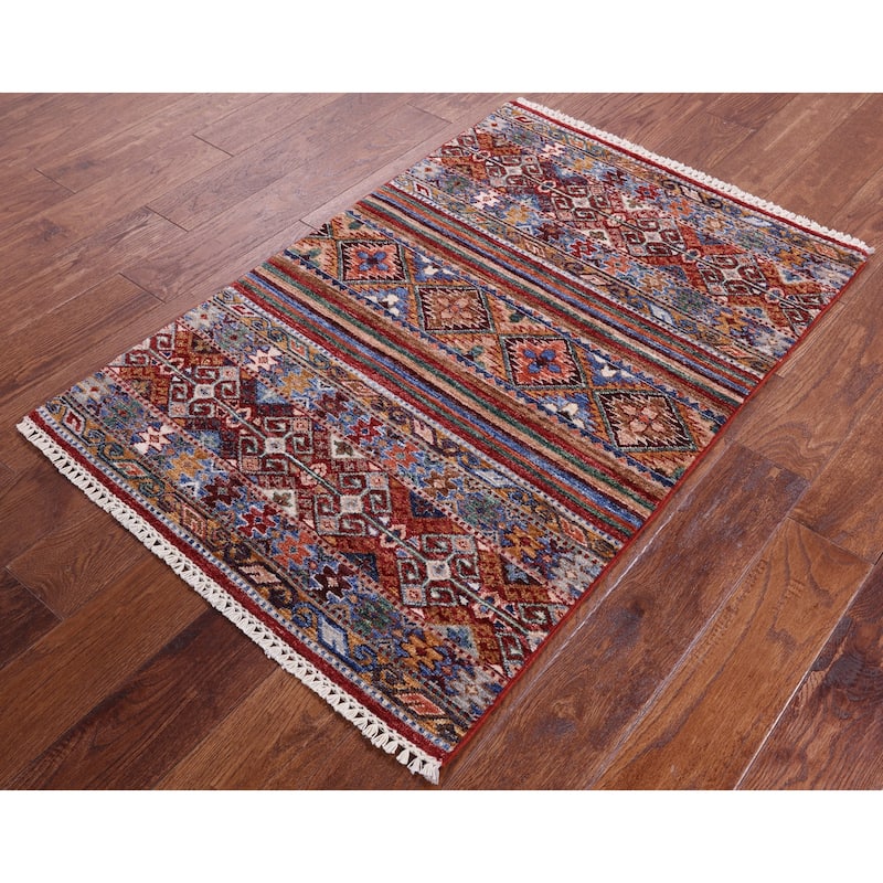 Golden Nile Khorjin Persian Gabbeh Hand Knotted Wool Rug - 2' 9" X 4' 0"