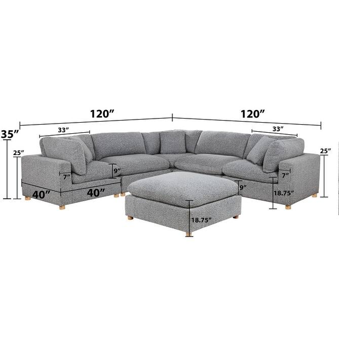Best Quality Furniture 4-Piece Sectional Boucle Fabric