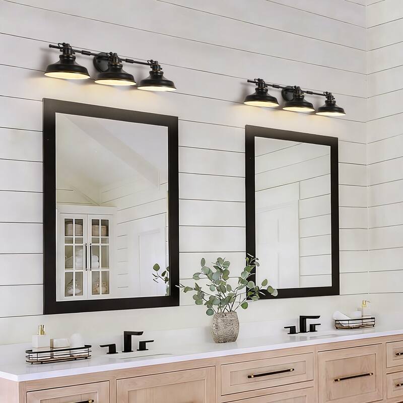 3-Light Retro-Luxury Wall Light with White Inner & Gold-Trimmed Shades for Living Room - 3 Light