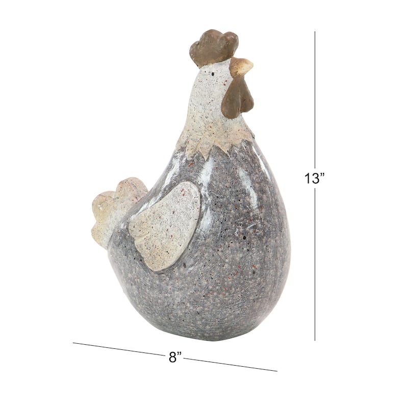 Polystone Chicken Indoor Outdoor Garden Sculpture - Gray - Roche River Decor