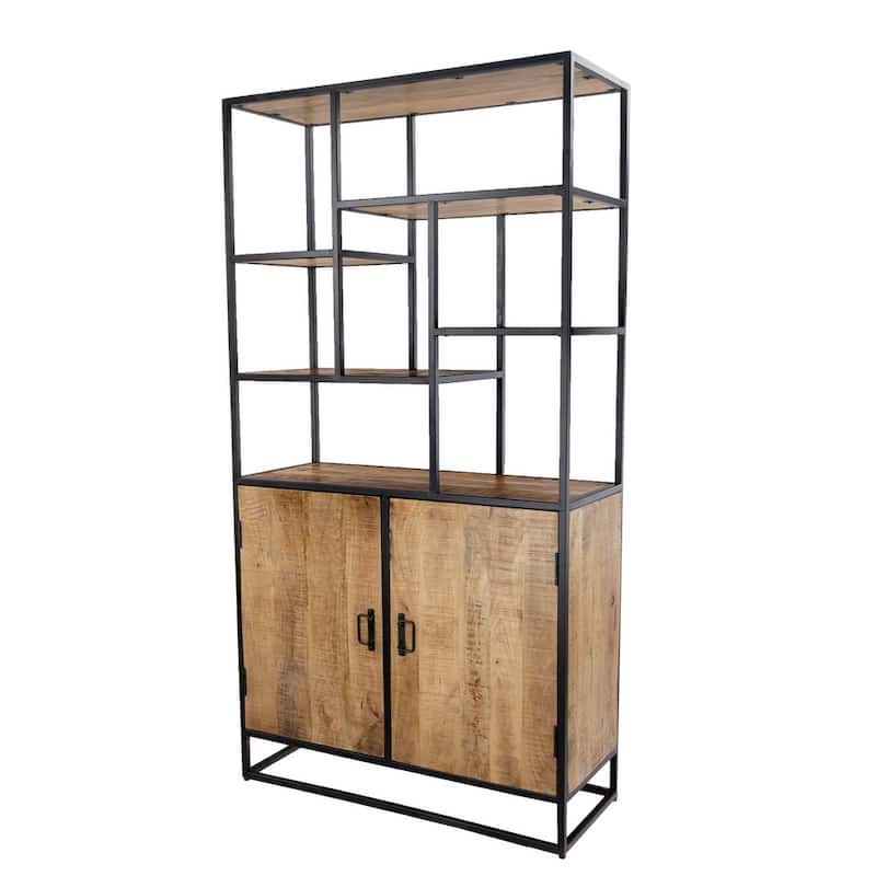 75" Tall Storage Industrial Display Bookshelf Solid Mango Wood