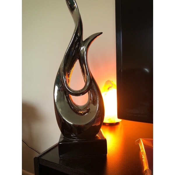 Shop Polished Chrome Silver Ceramic Moon Abstract Sculpture