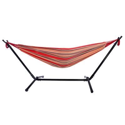 Portable Outdoor Polyester Hammock Set Black Background & Silver Flower & Colorful - 78.74 x 55.12