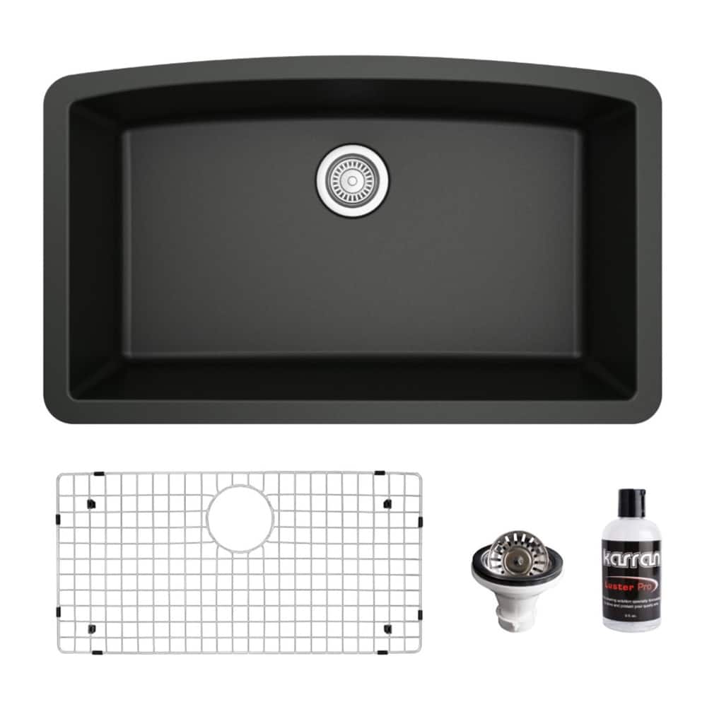 Karran Undermount Quartz 32 in. Single Bowl Kitchen Sink Kit