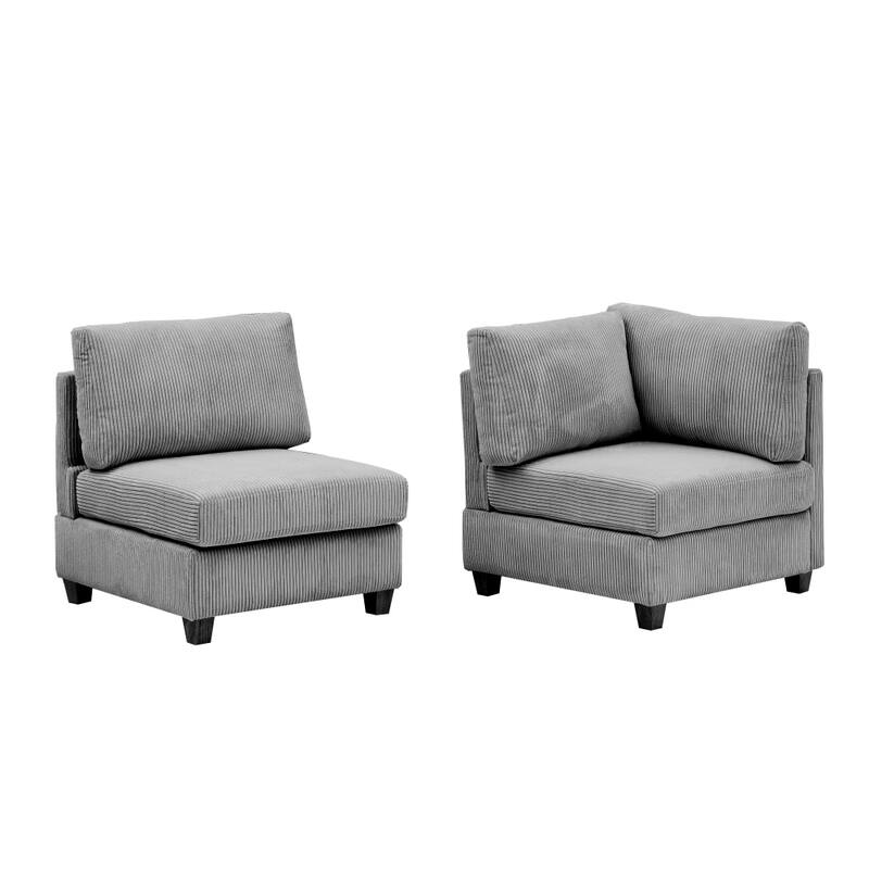 Modern L Shape Combination Sofa Corduroy Fabric Comfortable