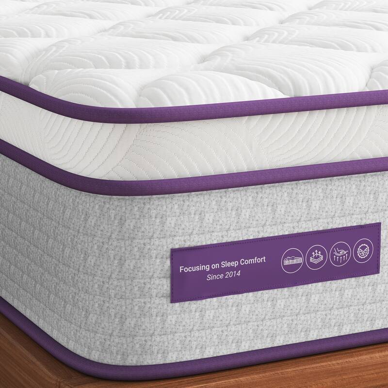 14" Medium Hybrid Mattress - Bamboo Charcoal Foam, 5-Zone Support, CertiPUR-US Certified - Queen