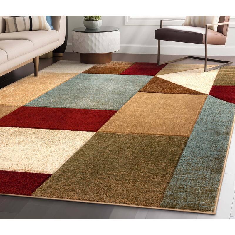Well Woven Good Vibes Marcia Modern Geometric Blocks 3D Textured Rug - 5'3" x 7'3" - Multi
