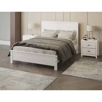 Solid Wood Bed, Modern Rustic Wooden Full Size Bed Frame Box Spring Needed