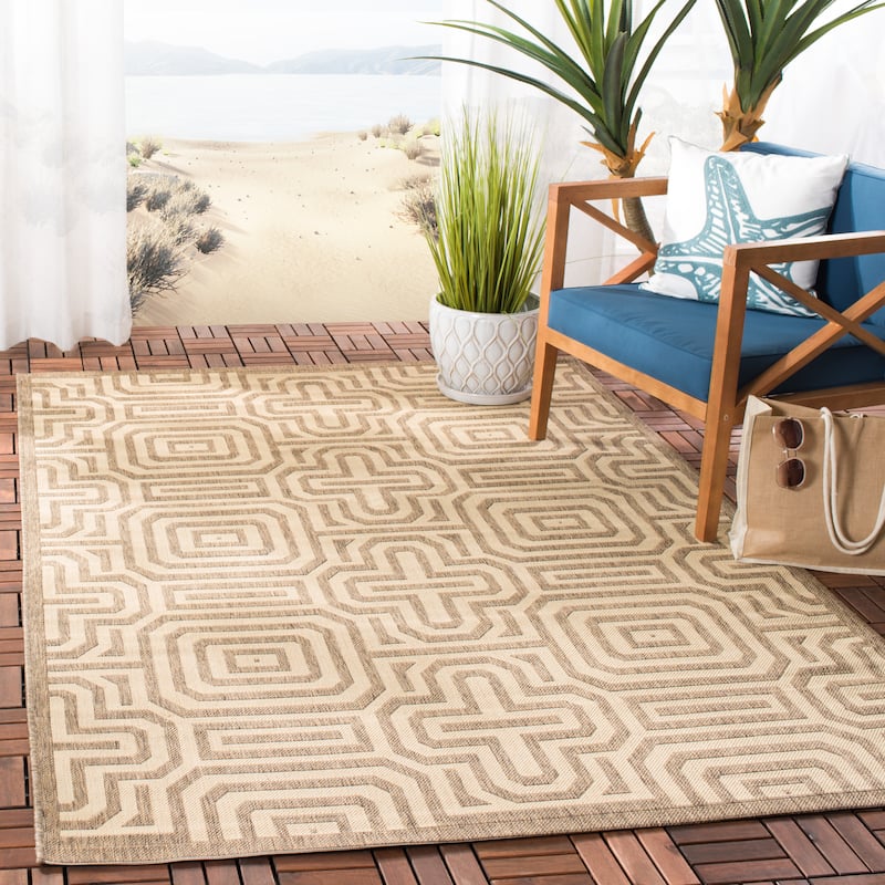 SAFAVIEH Courtyard Billye Indoor/ Outdoor Waterproof Patio Backyard Rug - 2'7" x 5' - Brown/Natural