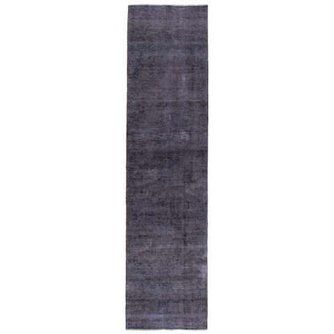 ECARPETGALLERY Hand-knotted Color Transition Dark Navy Wool Rug - 3'1 x 12'9