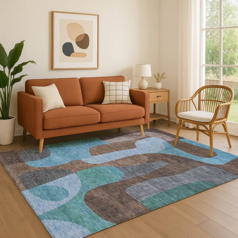 Premium Washable Super Soft Contemporary Siena Mayfield Rug - Brown - 2'6" x 3'10"