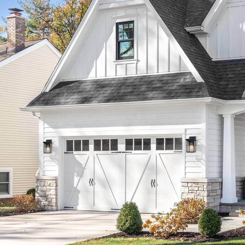 Modern Farmhouse Black 1-Light Outdoor Wall Sconce Glass Patio Lantern