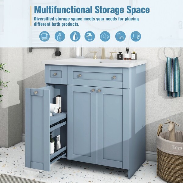30 Inch Bathroom Vanity with Ceramic Sink Combo Set Bathroom Storage Cabinet with Double tier Deep Drawer Adjustable Shelf Bed Bath Beyond 41576891
