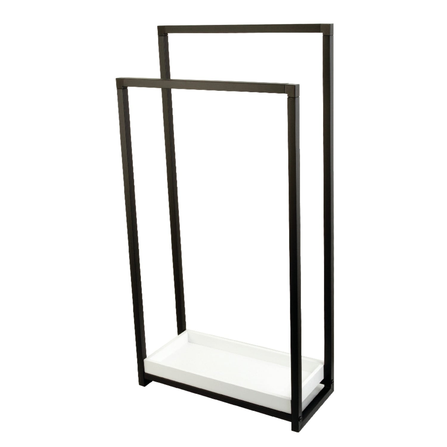 Edenscape Pedestal 2-Tier Steel Construction Towel Rack with Wooden Case in Brushed Brass