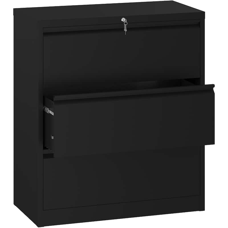 35"W 2/3/4-drawer Lateral Locking Steel File Cabinet for A4, Legal, Letter