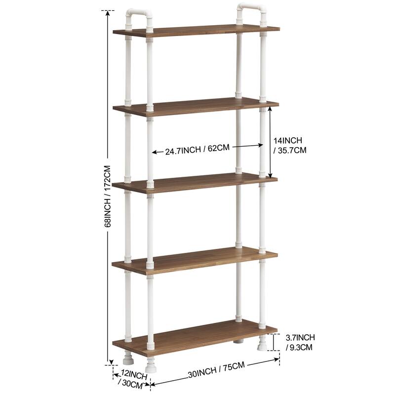 Ivinta Industrial Bookshelf Rustic Bookcase, Storage Shelf Plant Shelf