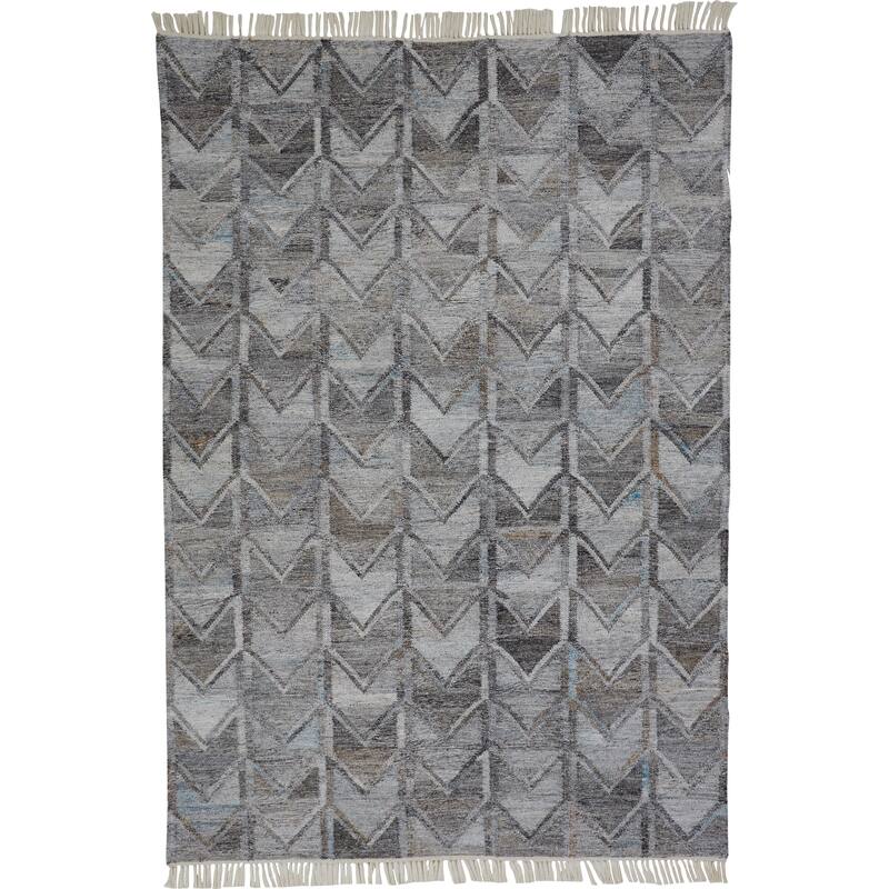 Elstow Eco-Friendly Moroccan Chevron Rug, Light/Dark Gray - 5' x 8' - Silver Gray/Charcoal Gray/Storm Gray