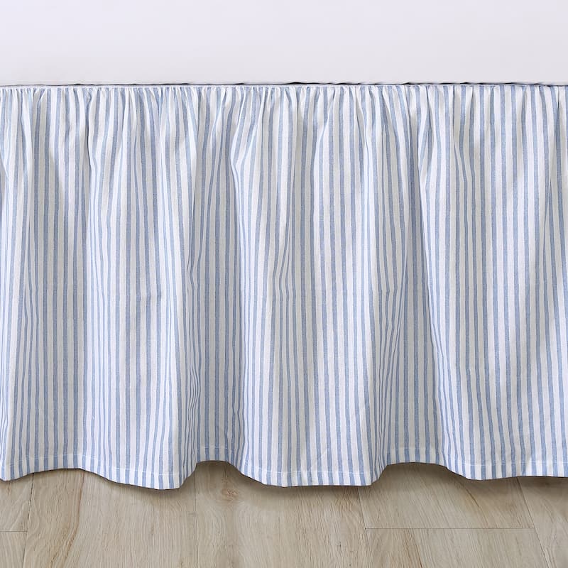 Laura Ashley LA Classics Ticking Stripe Blue Cotton Ruffled Bedskirt