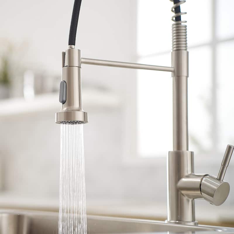 Matte Black and Brushed Nickel Single Handle Pull Out Sprayer Kitchen Faucet with Advanced Spray Kitchen Tap