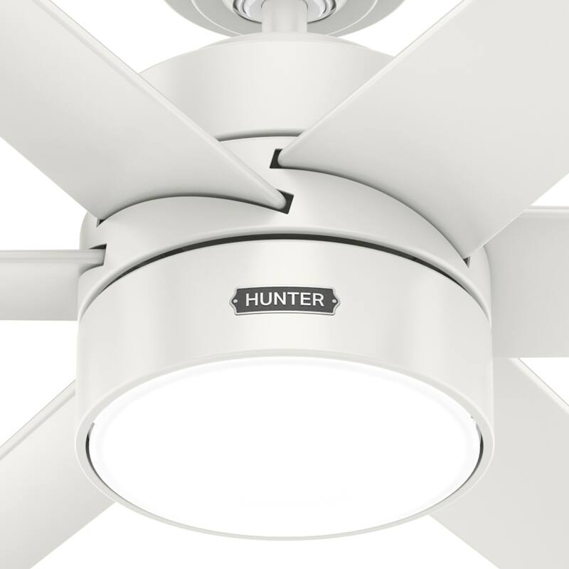 Hunter 60" Solaria Outdoor Ceiling Fan w/ LED Light, Wall Control, Damp-Rated - Windmill, Industrial, Contemporary - ENERGY STAR