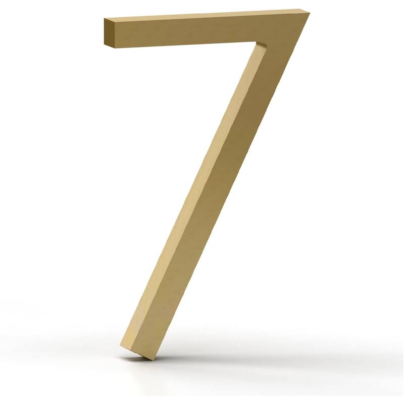 Mega Handles Modern Metal House Numbers | Heavy Duty Outdoor Address Digits | Easy to Install, Floating or Flush Mount Design - 7 - Satin Brass