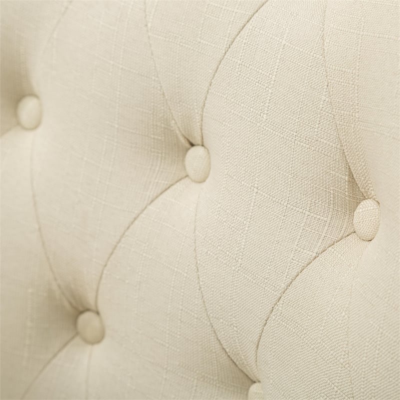 Tufted Wood Dining Chairs with Nail Heads and Legs (Set of 2)