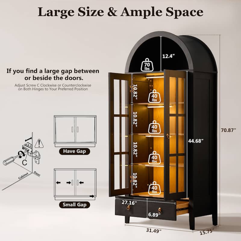 OVIOS Nordic Style Arched Cabinet & Bookshelves