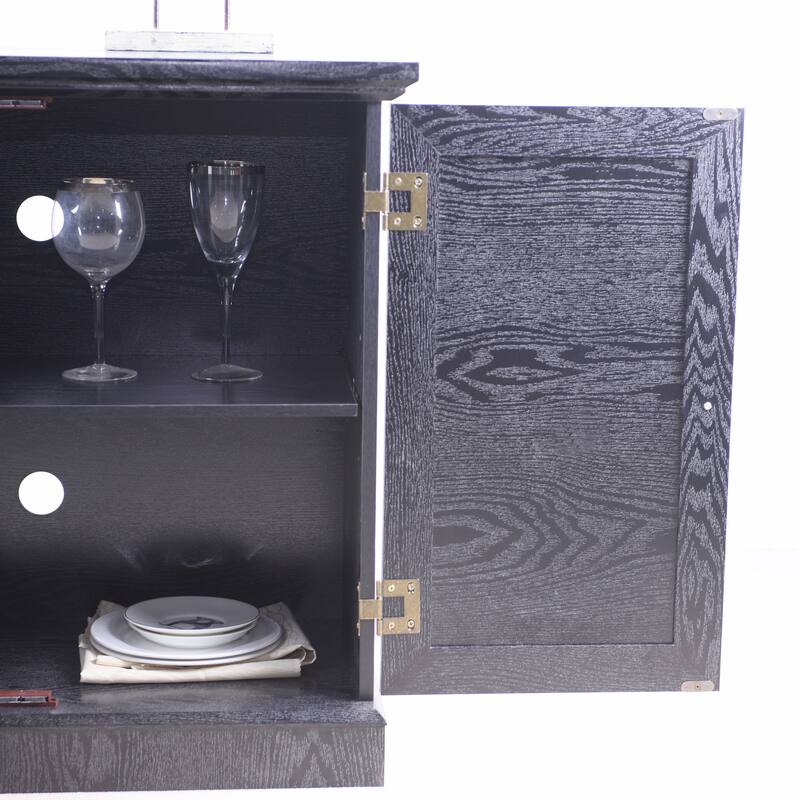 Sideboard Cabinet with Acrylic Mirrored Doors, Wooden Kitchen Pantry Storage Cabinet, Accent Cabinet with Adjustable Shelf