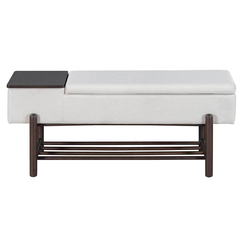 Modern 47.2" Upholstered Storage Bench with Hidden Compartment for Entryway and Living Room