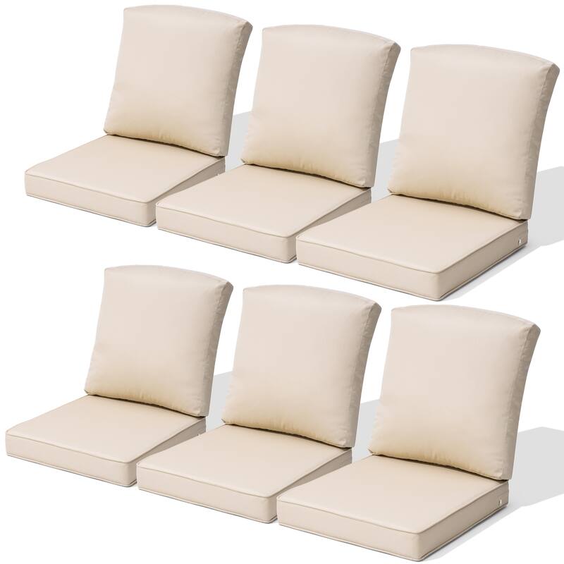 22''D x 21''W x 3.5''T Patio Fabric Outdoor Seat Cushions Set (Seat & Back) - Beige - 6PC