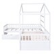 preview thumbnail 17 of 16, White Double Twin L-Shaped House Platform Bed with Drawers and Guardrail