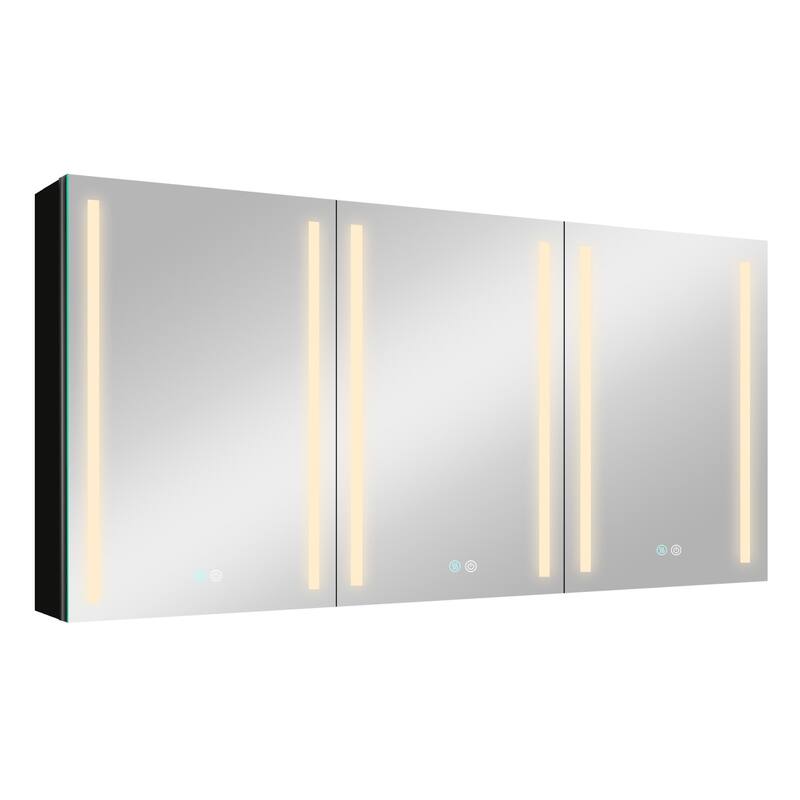 60 in. W x 30 in. H Aluminum Surface Mount Medicine Cabinet with Light, Doors and Shelves - 60" x 30" in.