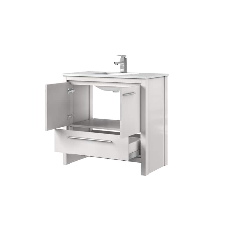 Lafarre Bath Vanity Cultured Marble Top, Sink and Chrome Faucet