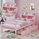 preview thumbnail 8 of 14, Twin Size Platform Bed with Headboard Storage Rack, 2 Drawers, 3-Side Guardrails