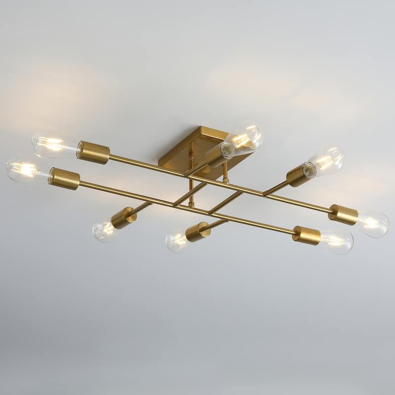Modern 8-Light Sputnik Semi Flush Mount Ceiling Lamp