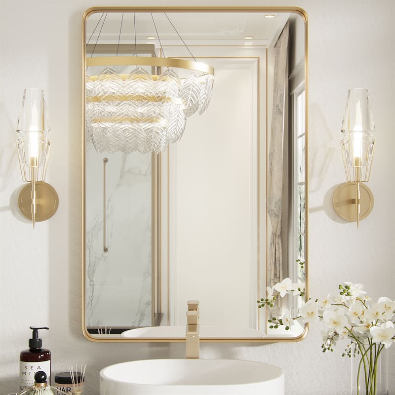 Bathroom Mirrors Wall Mirrors Accent Mirrors - 24W * 36H Inches - Gold