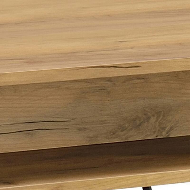 23.5 in. Brown and Black Rectangle Wood End Table, Sturdy Build End Side Table for Living Rooms