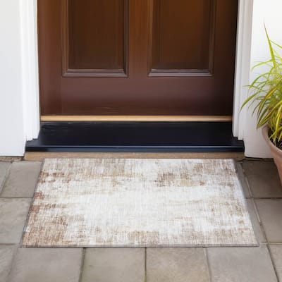 Machine Washable Indoor/Outdoor Abstract Solid Chantille Rug