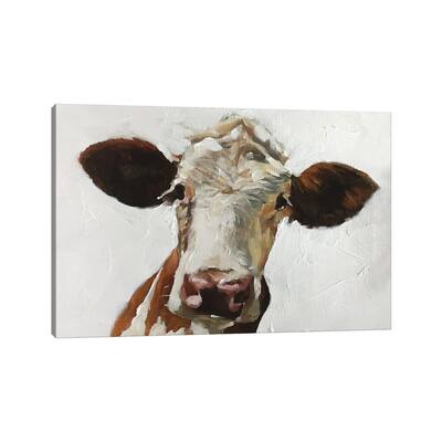 iCanvas "White And Brown Cow" by James Coates Canvas Print