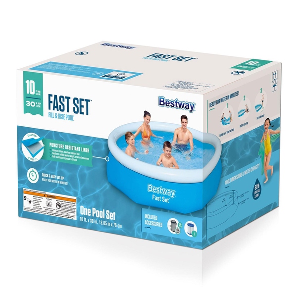 Bestway 10 x 30 Fast Set Inflatable Above Ground Pool w Filter Pump Cover On Sale Bed Bath Beyond 36047564